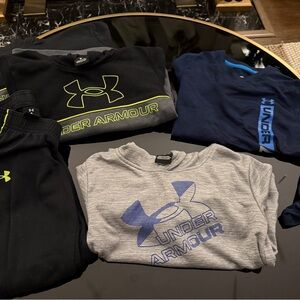 5 USED Under Armour Kids hoodie sweatshirts, sweatpants, & long sleeve shirt lot